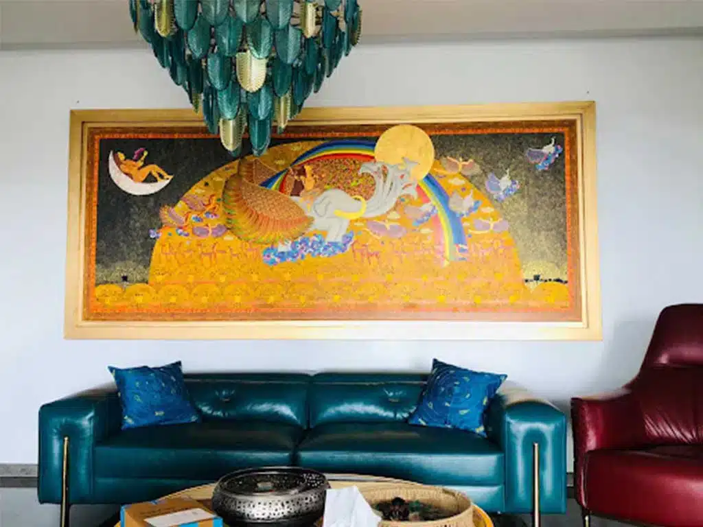 Client Installations: Seema Kohli artwork in living area by seema